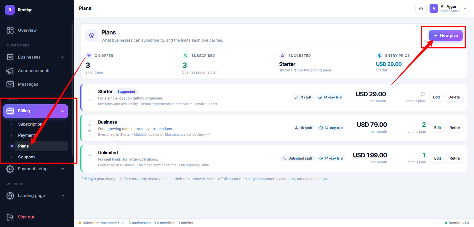 Subscription plans
