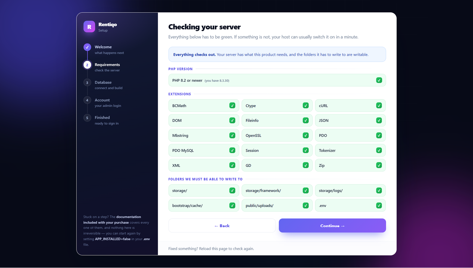 Installer requirements check